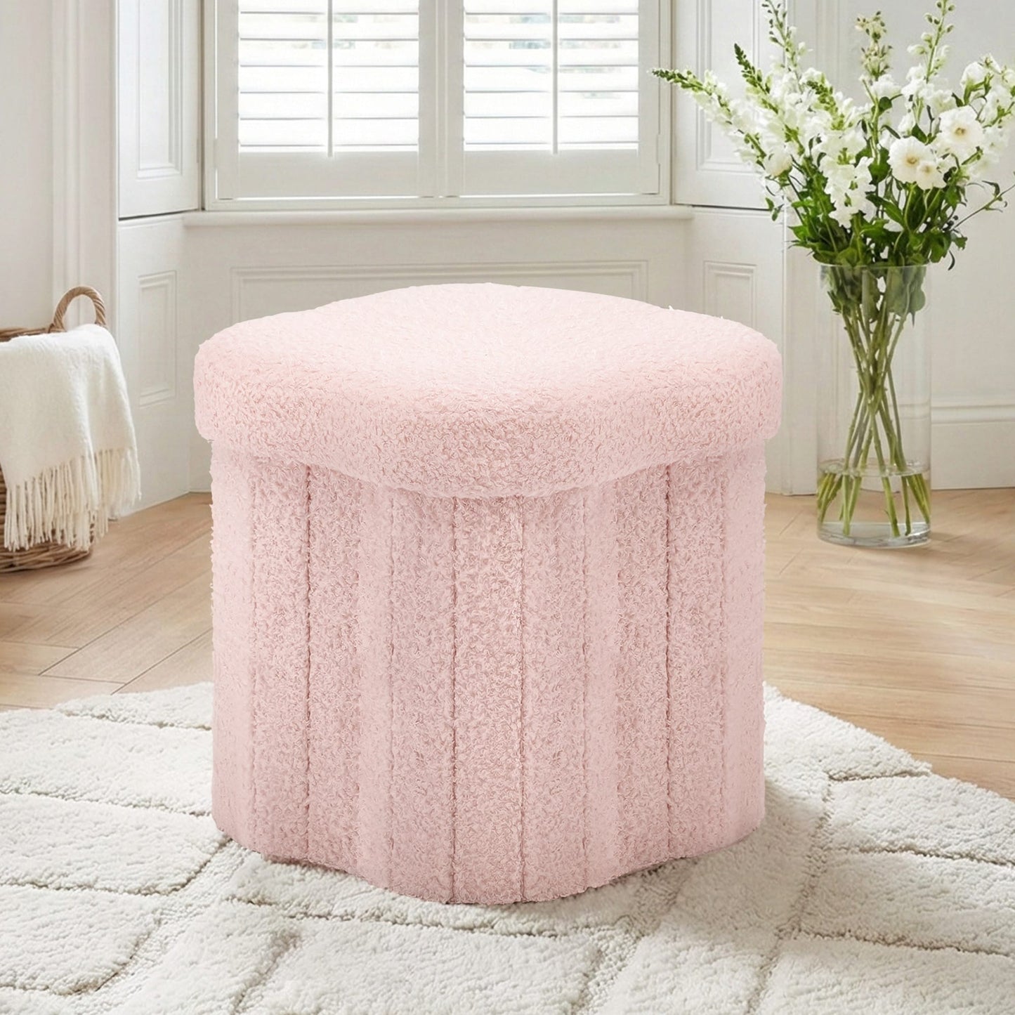 Alona.com.au Furniture > Living Room > Ottomans & Footstools Artiss Storage Ottoman Foot Stool Foldable Pink
