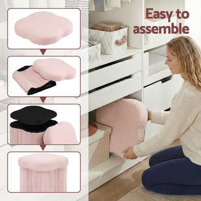 Alona.com.au Furniture > Living Room > Ottomans & Footstools Artiss Storage Ottoman Foot Stool Foldable Pink