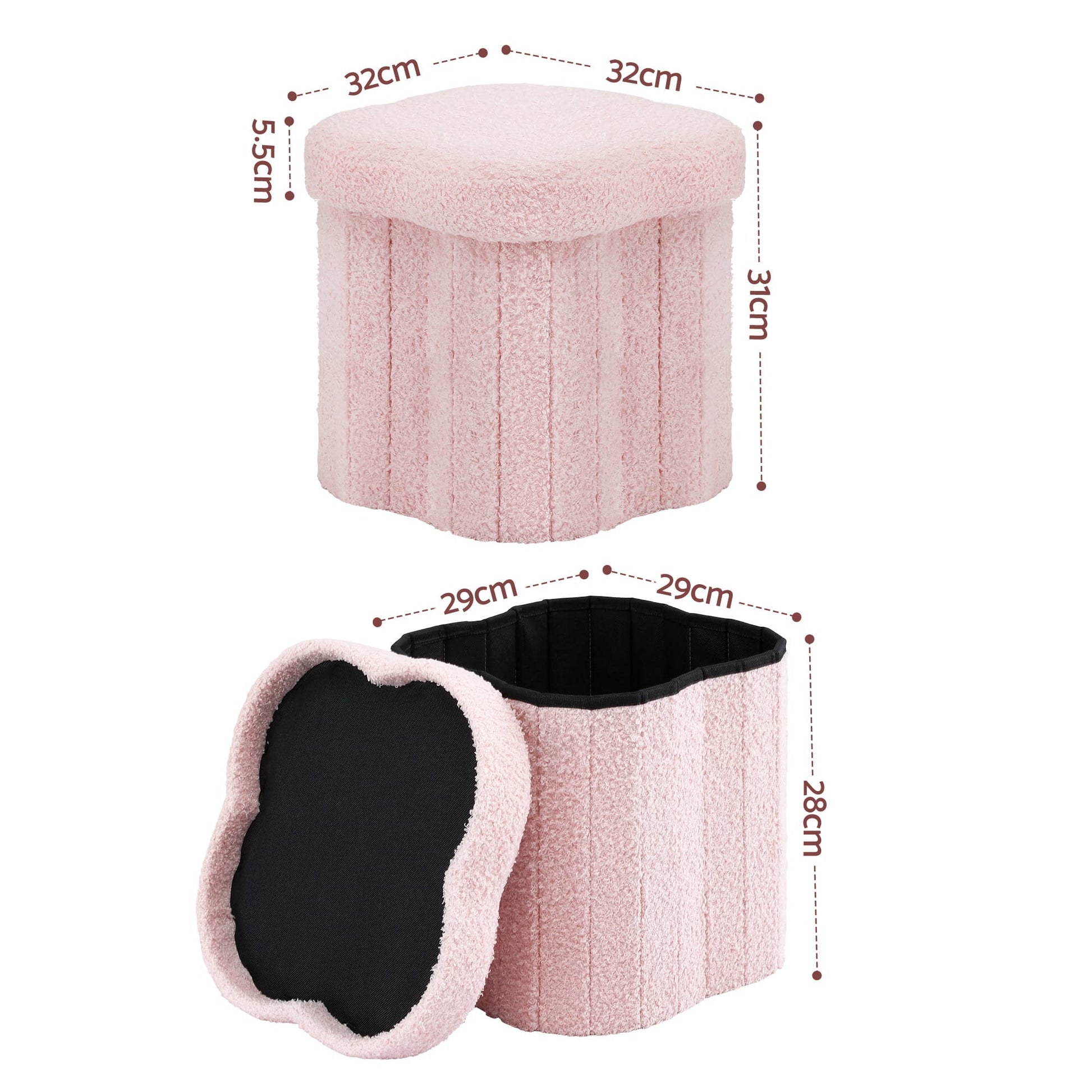 Alona.com.au Furniture > Living Room > Ottomans & Footstools Artiss Storage Ottoman Foot Stool Foldable Pink