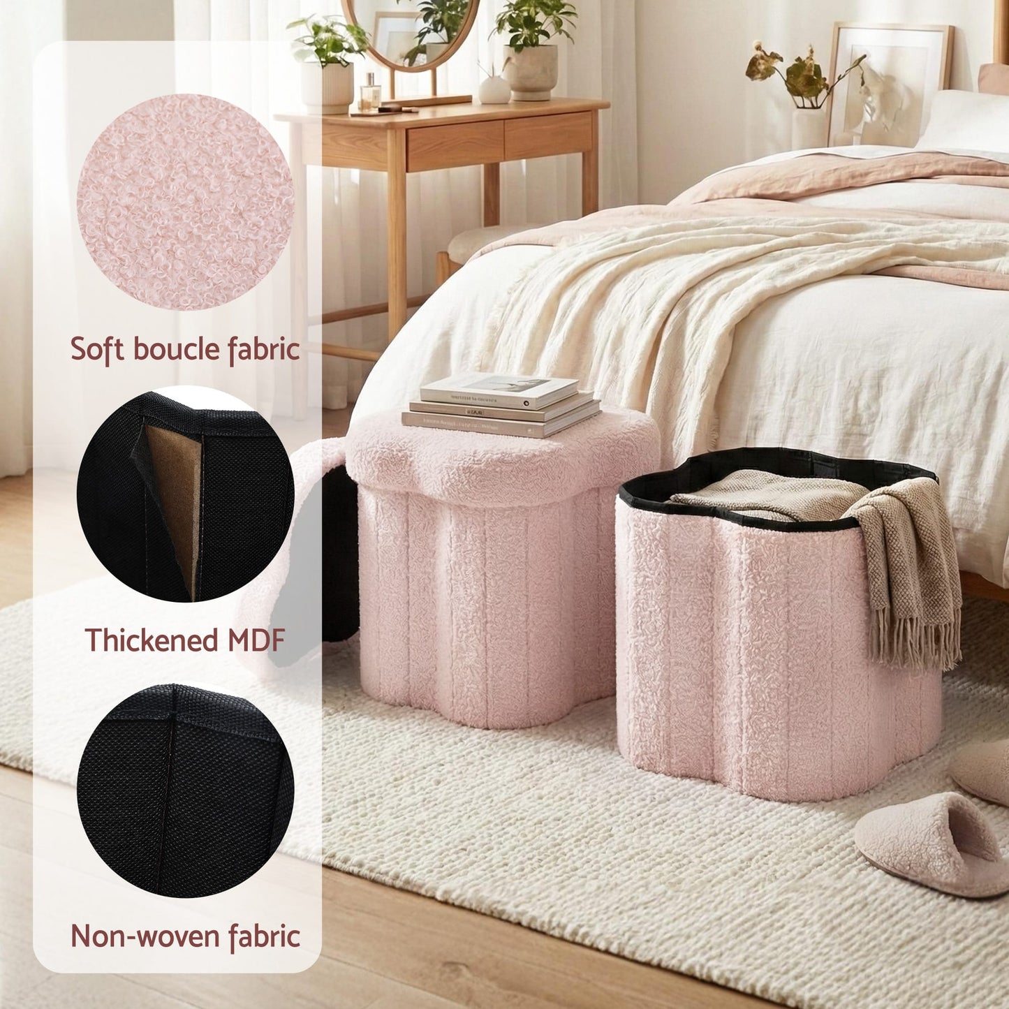 Alona.com.au Furniture > Living Room > Ottomans & Footstools Artiss Storage Ottoman Foot Stool Foldable Pink