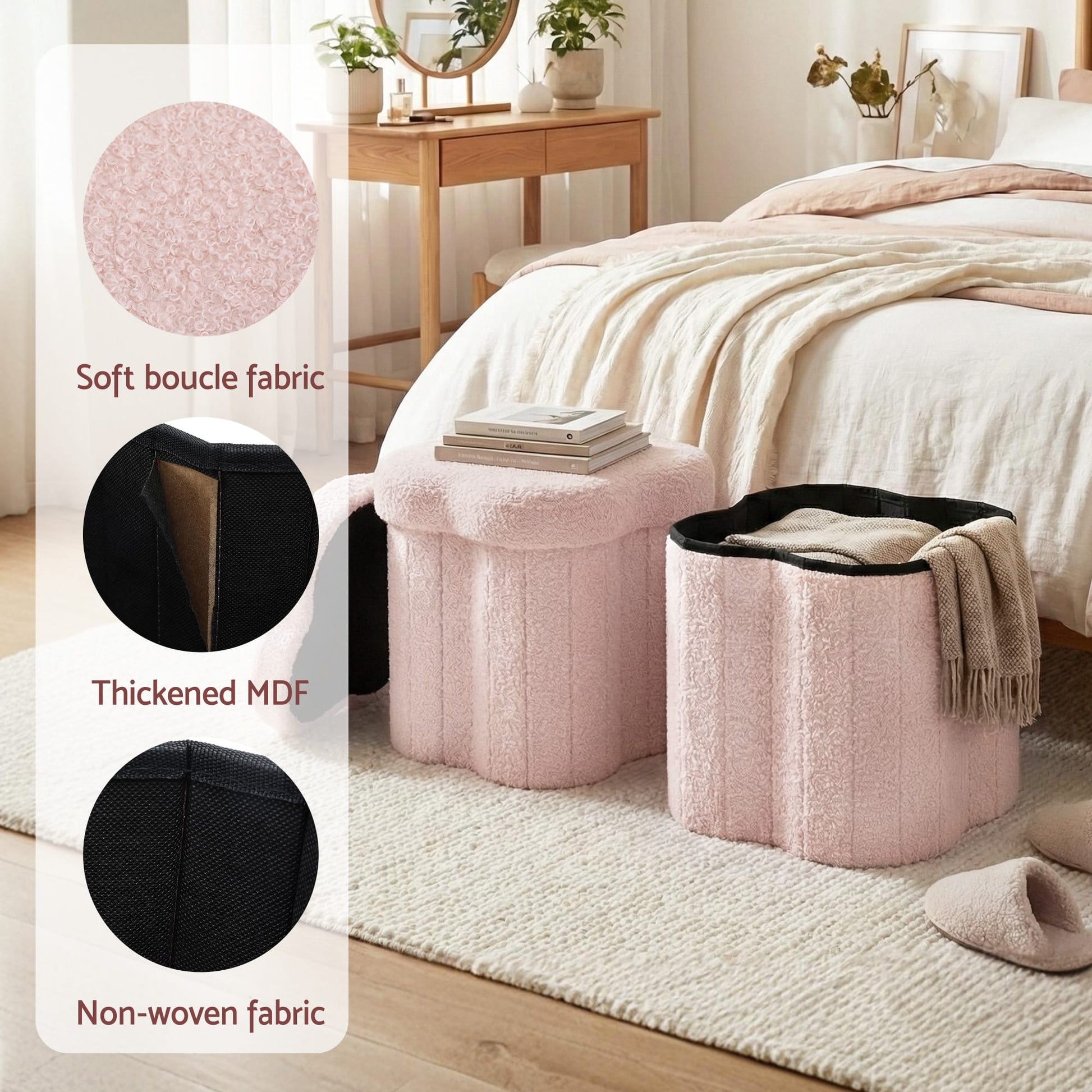 Alona.com.au Furniture > Living Room > Ottomans & Footstools Artiss Storage Ottoman Foot Stool Foldable Pink
