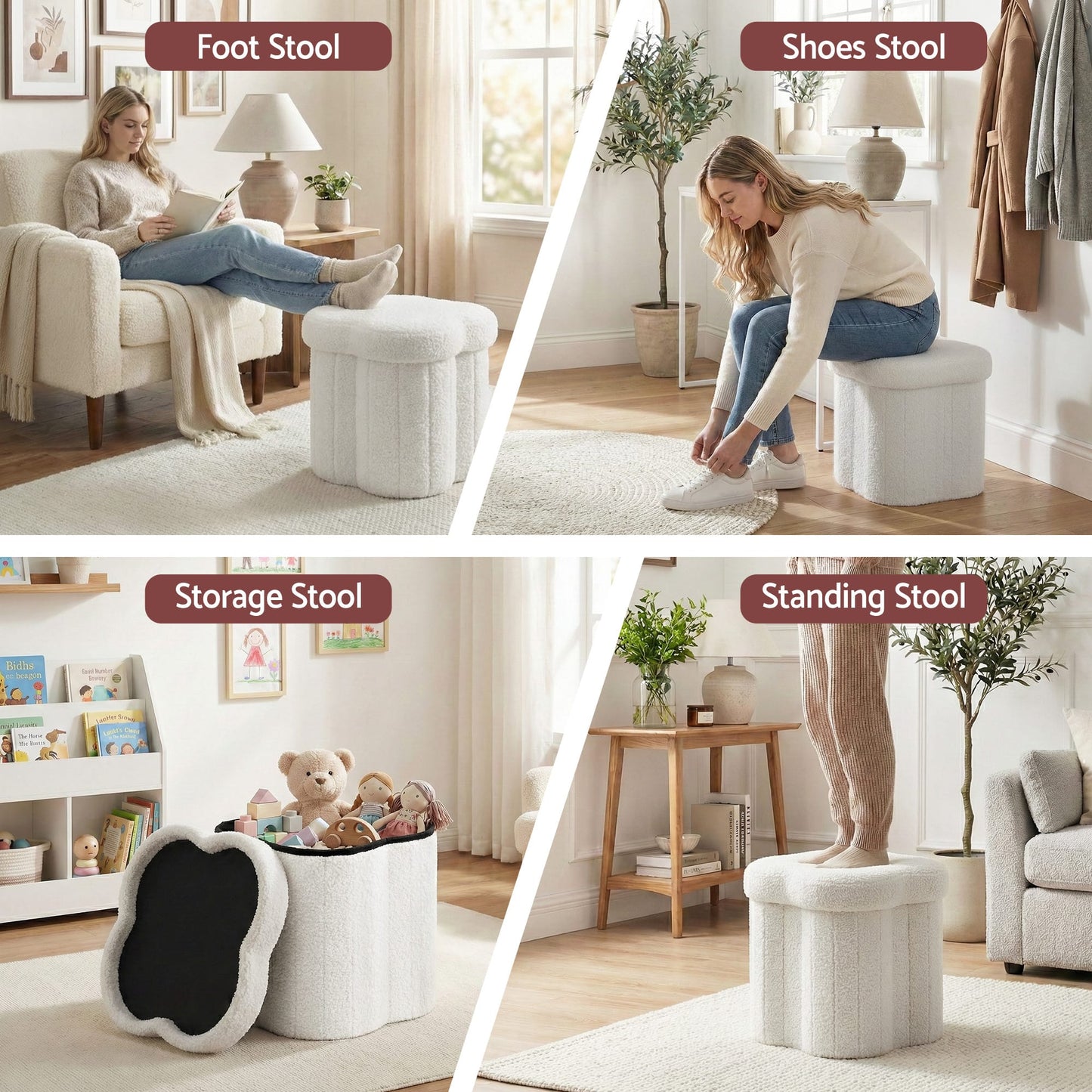 Alona.com.au Furniture > Living Room > Ottomans & Footstools Artiss Storage Ottoman Foot Stool Foldable White