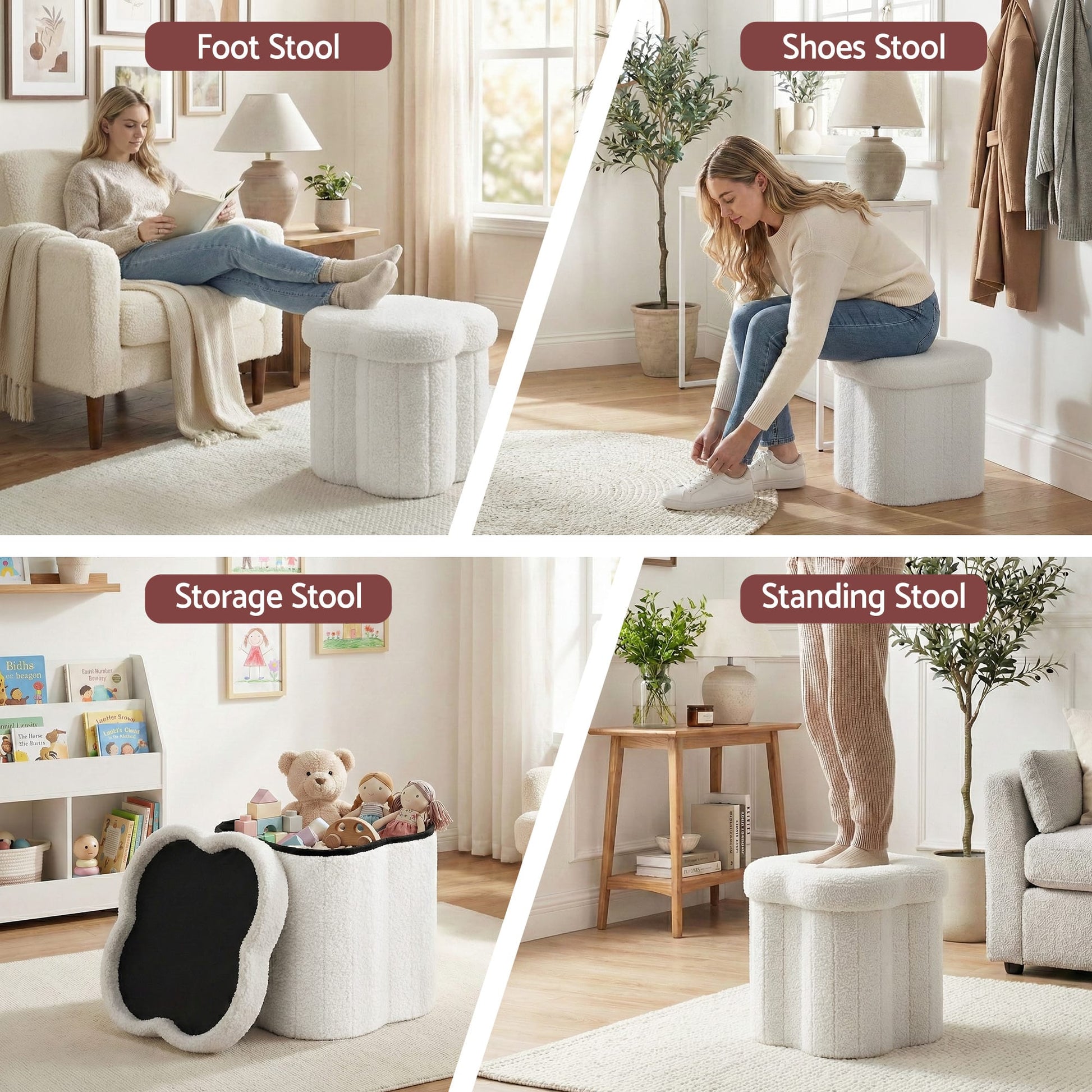 Alona.com.au Furniture > Living Room > Ottomans & Footstools Artiss Storage Ottoman Foot Stool Foldable White