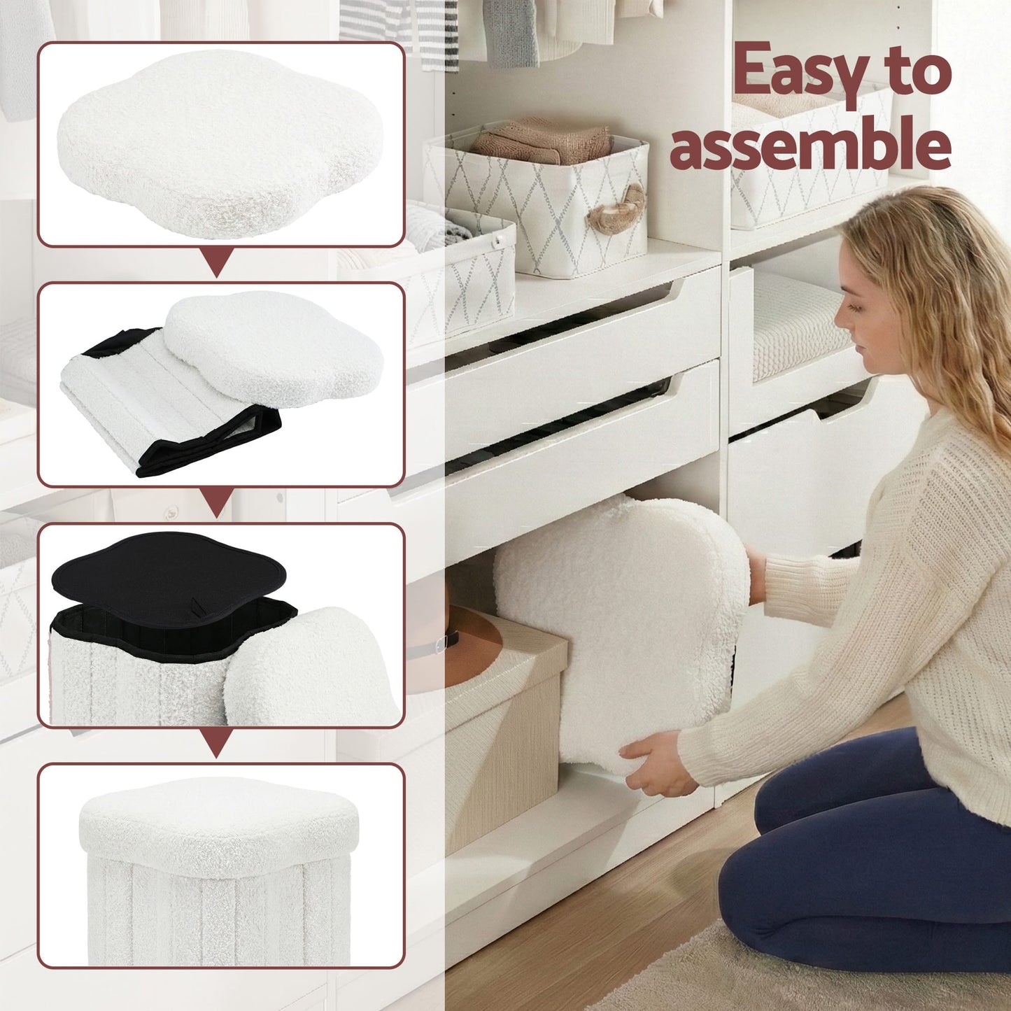 Alona.com.au Furniture > Living Room > Ottomans & Footstools Artiss Storage Ottoman Foot Stool Foldable White