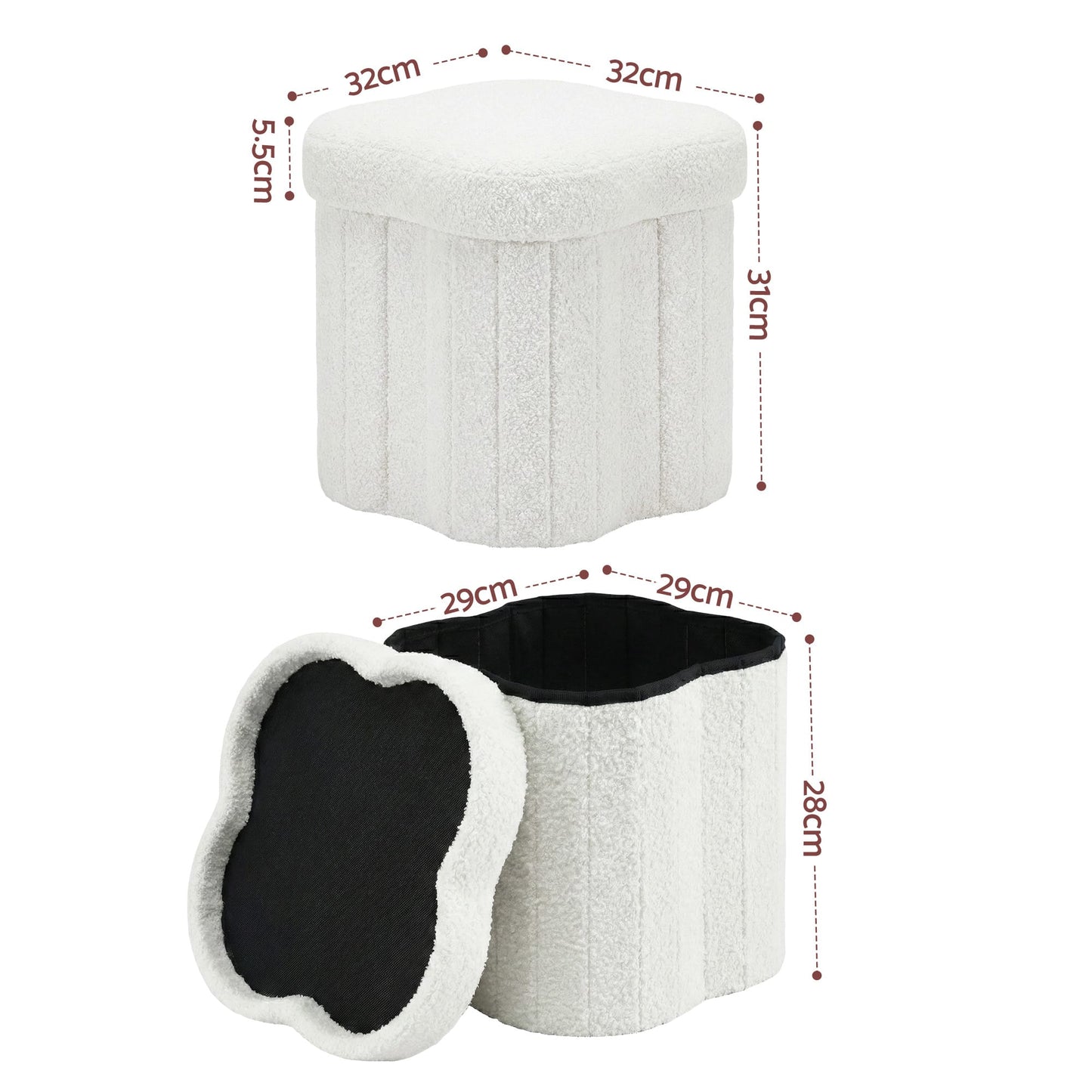 Alona.com.au Furniture > Living Room > Ottomans & Footstools Artiss Storage Ottoman Foot Stool Foldable White