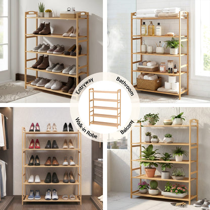 Alona.com.au Furniture > Living Room > Shoe Storage Artiss 5 Tier Shoe Rack Bamboo Storage Organiser Pine