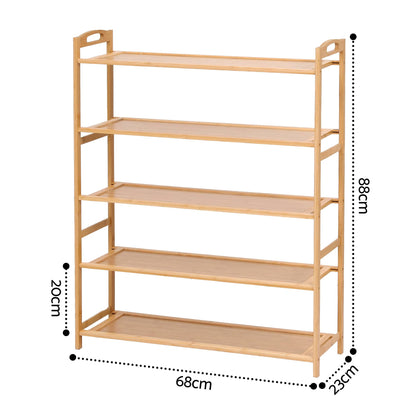 Alona.com.au Furniture > Living Room > Shoe Storage Artiss 5 Tier Shoe Rack Bamboo Storage Organiser Pine