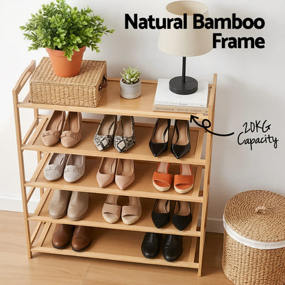 Alona.com.au Furniture > Living Room > Shoe Storage Artiss 5 Tier Shoe Rack Bamboo Storage Organiser Pine