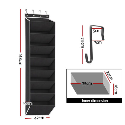 Alona.com.au Furniture > Living Room > Shoe Storage Artiss Over Door Shoe Organiser Storage X2 8-Tier Pantry Hanger Fabric Black