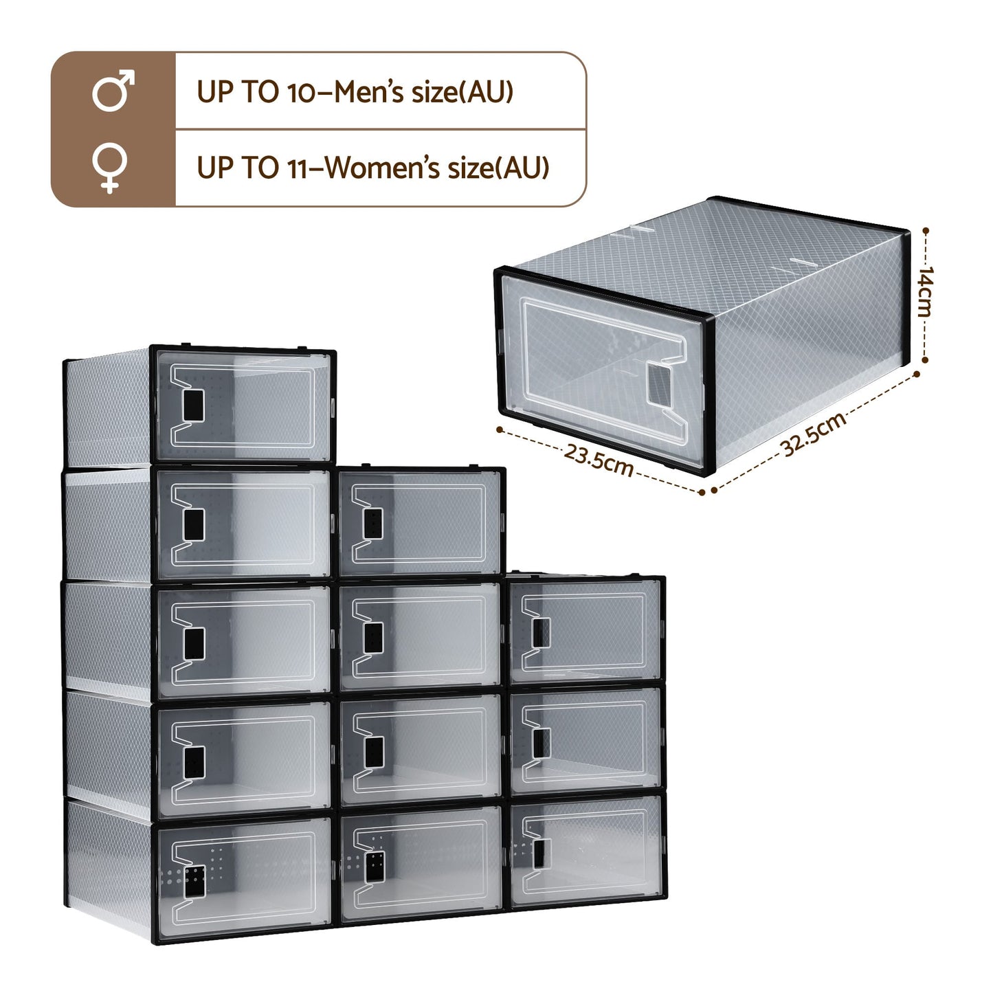 Alona.com.au Furniture > Living Room > Shoe Storage Artiss Shoe Storage Box DIY Set of 12 Stackable Black