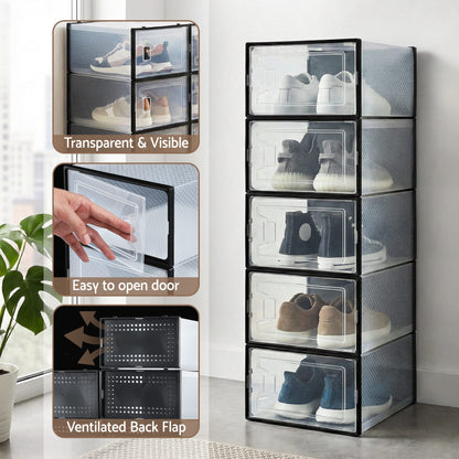 Alona.com.au Furniture > Living Room > Shoe Storage Artiss Shoe Storage Box DIY Set of 12 Stackable Black