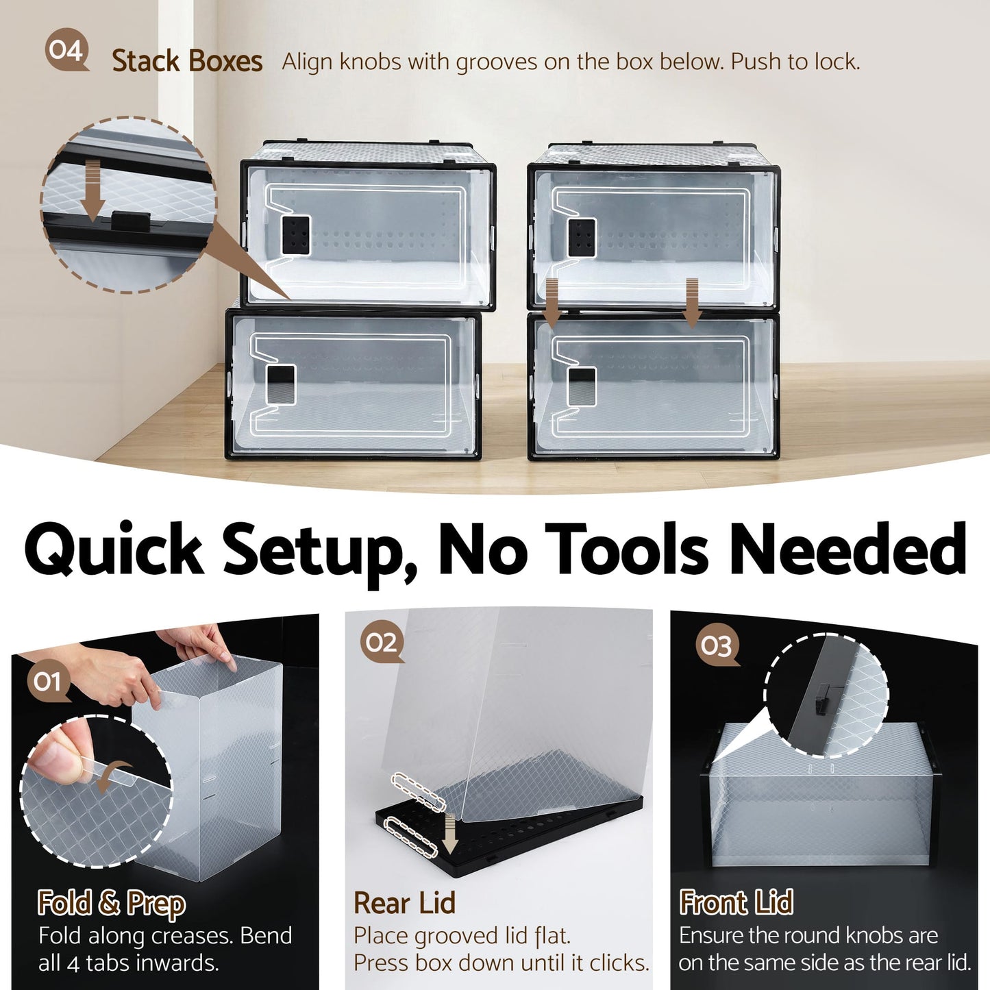 Alona.com.au Furniture > Living Room > Shoe Storage Artiss Shoe Storage Box DIY Set of 12 Stackable Black