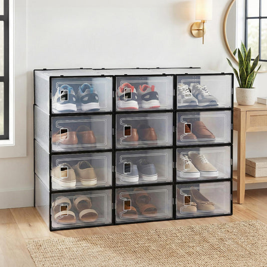 Alona.com.au Furniture > Living Room > Shoe Storage Artiss Shoe Storage Box DIY Set of 12 Stackable Black