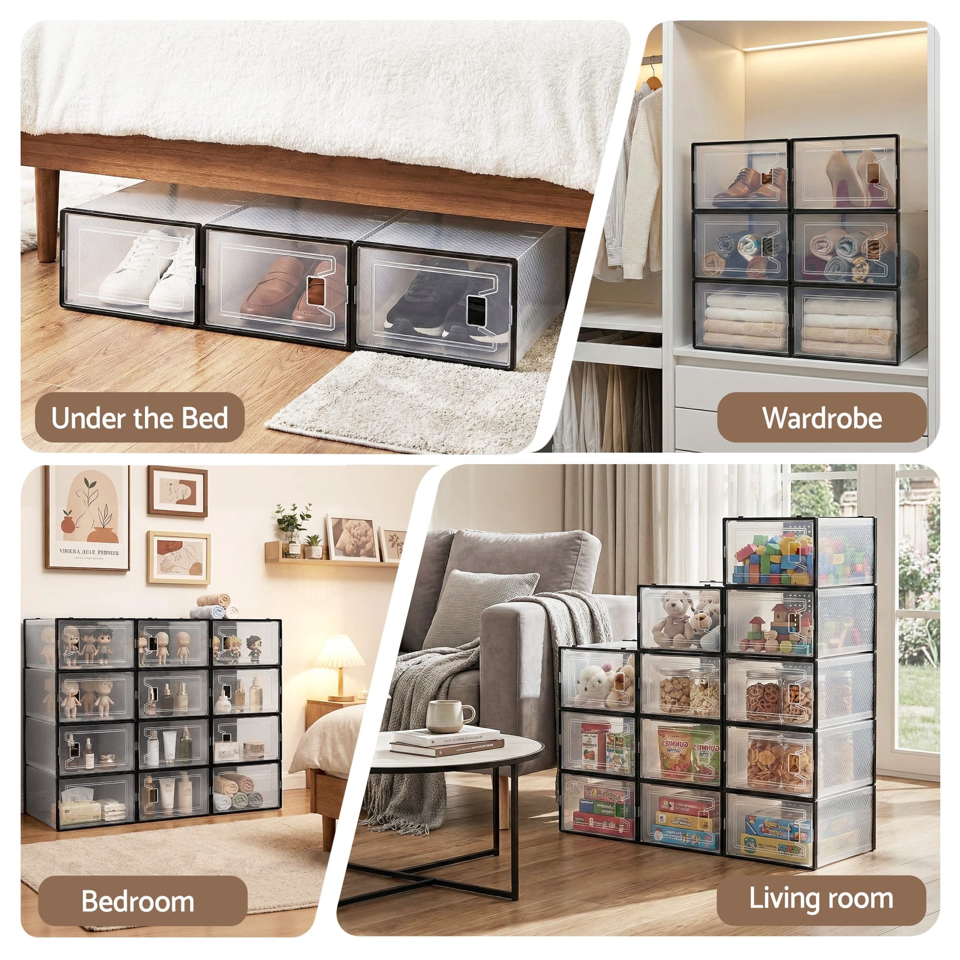 Alona.com.au Furniture > Living Room > Shoe Storage Artiss Shoe Storage Box DIY Set of 12 Stackable Black