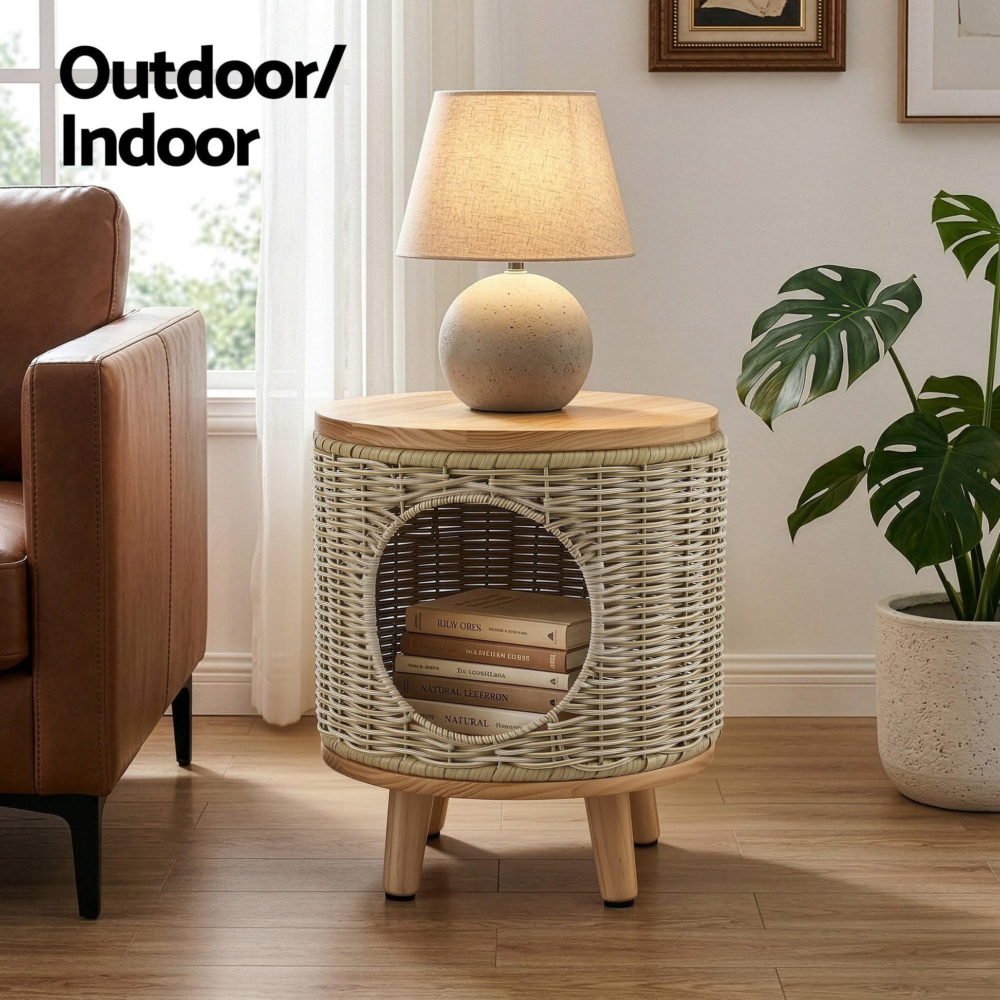 Alona.com.au Furniture > Living Room > Side Tables Gardeon Coffee Side Table Wicker Steel Desk Pet Bed Storage Outdoor Furniture