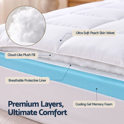 Alona.com.au Furniture > Mattresses > Mattress Toppers Giselle 5cm Single Memory Foam Mattress Topper Pillow Top with Gel Foam
