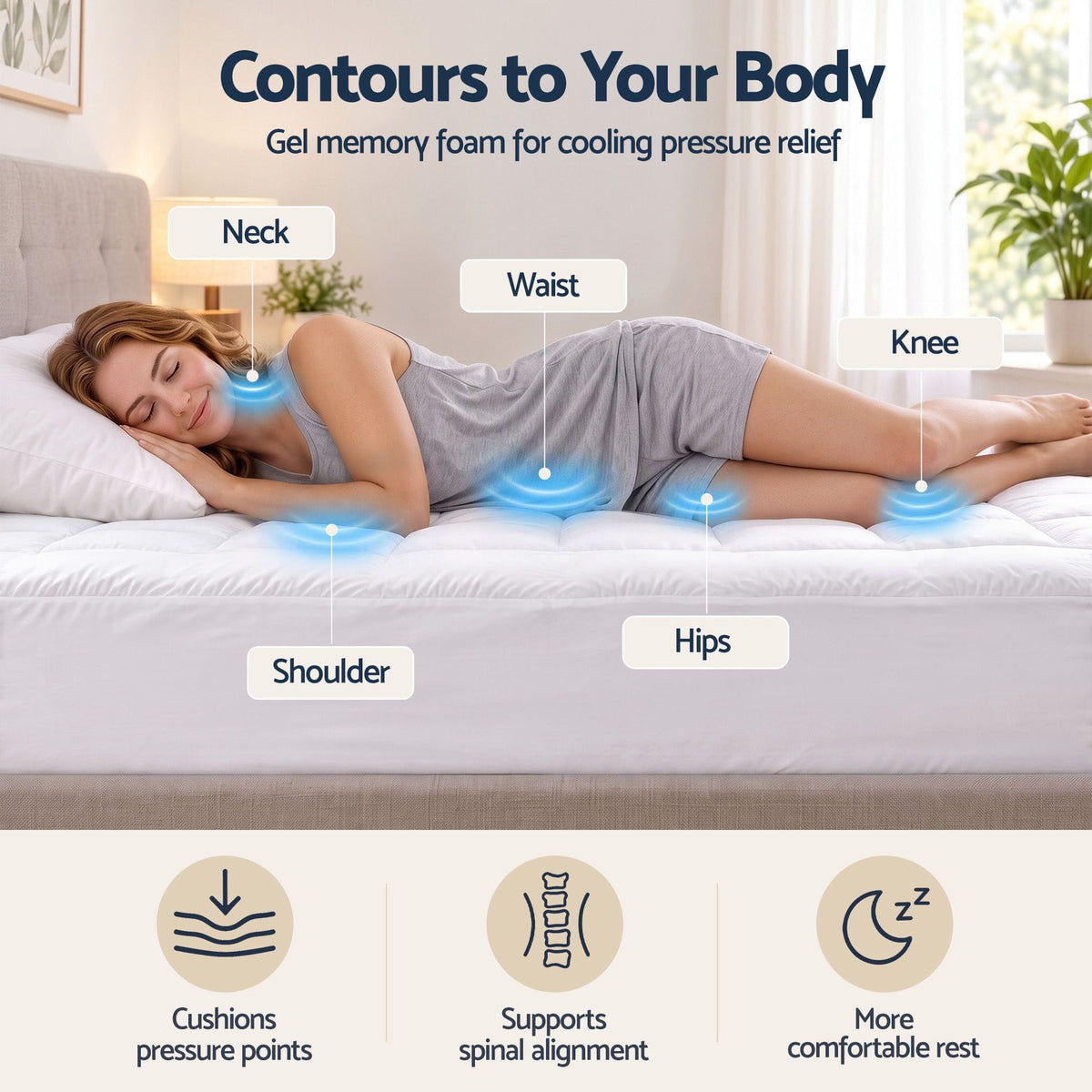 Alona.com.au Furniture > Mattresses > Mattress Toppers Giselle 5cm Single Memory Foam Mattress Topper Pillow Top with Gel Foam