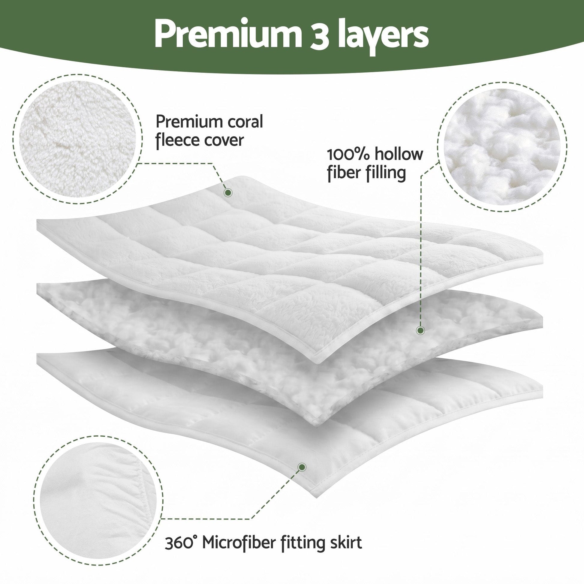 Alona.com.au Furniture > Mattresses > Mattress Toppers Giselle Bedding King Single Mattress Topper 5cm Coral Fleece