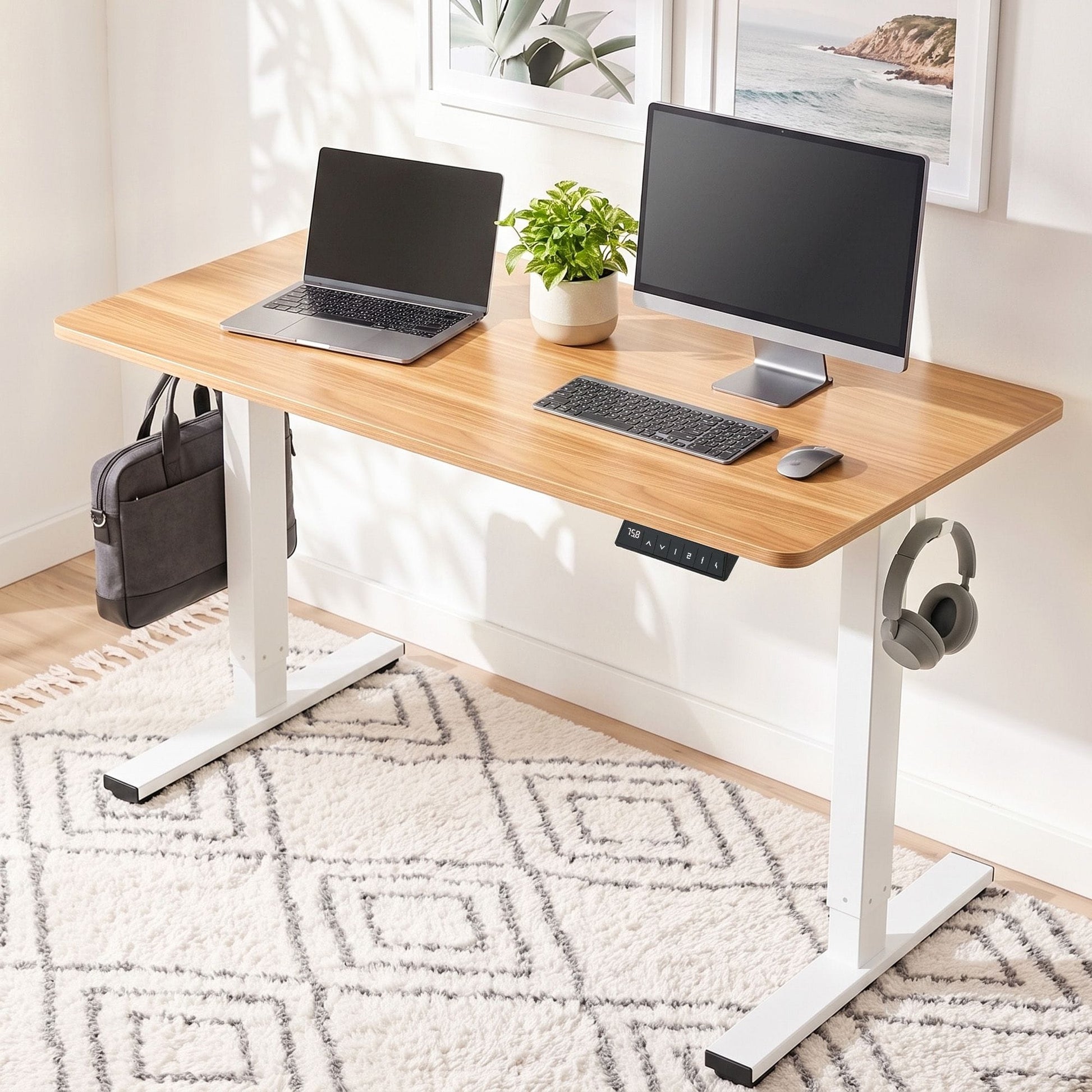 Alona.com.au Furniture > Office > Desks Artiss Standing Desk Electric Adjustable Ergonomic Office Table 100cm Oak