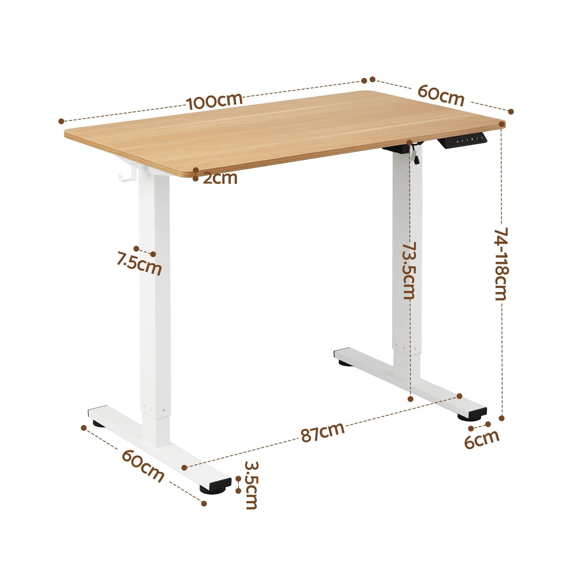 Alona.com.au Furniture > Office > Desks Artiss Standing Desk Electric Adjustable Ergonomic Office Table 100cm Oak