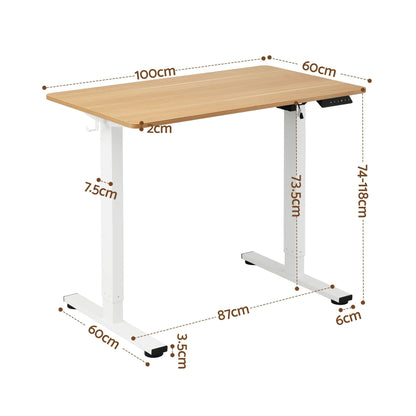 Alona.com.au Furniture > Office > Desks Artiss Standing Desk Electric Adjustable Ergonomic Office Table 100cm Oak