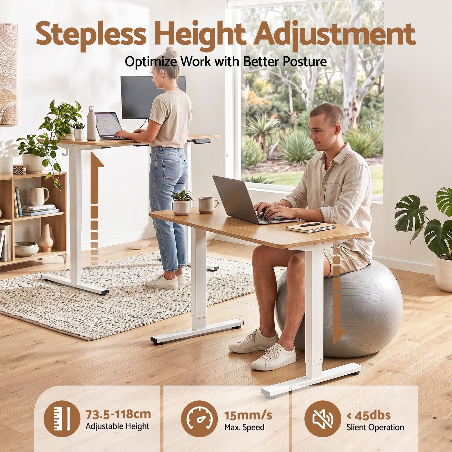 Alona.com.au Furniture > Office > Desks Artiss Standing Desk Electric Adjustable Ergonomic Office Table 100cm Oak