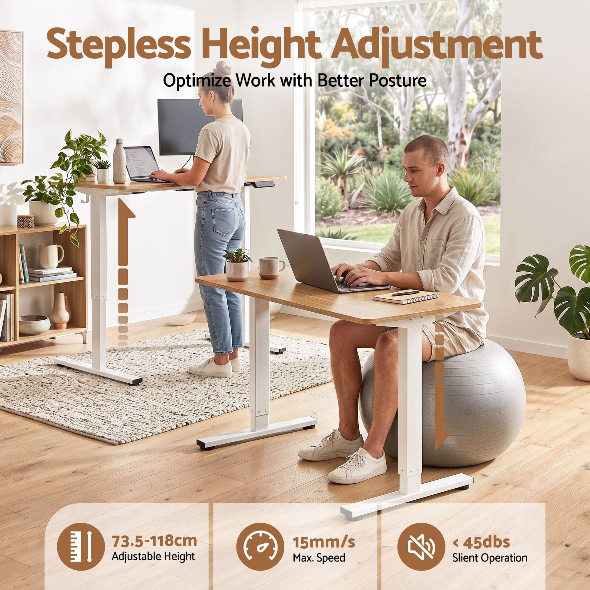Alona.com.au Furniture > Office > Desks Artiss Standing Desk Electric Adjustable Ergonomic Office Table 100cm Oak