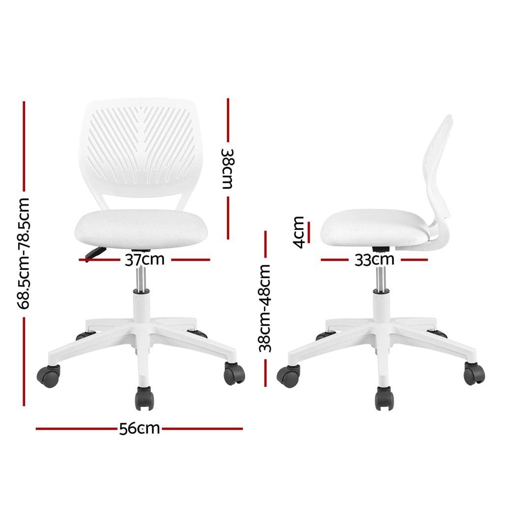 Alona.com.au Furniture > Office > Office & Desk Chairs Artiss Ergonomic Office Chair Armless Study Chair Height Adjustable for Girls Boys Teens White