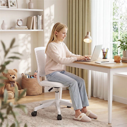 Alona.com.au Furniture > Office > Office & Desk Chairs Artiss Ergonomic Office Chair Armless Study Chair Height Adjustable for Girls Boys Teens White