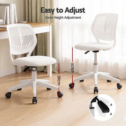 Alona.com.au Furniture > Office > Office & Desk Chairs Artiss Ergonomic Office Chair Armless Study Chair Height Adjustable for Girls Boys Teens White