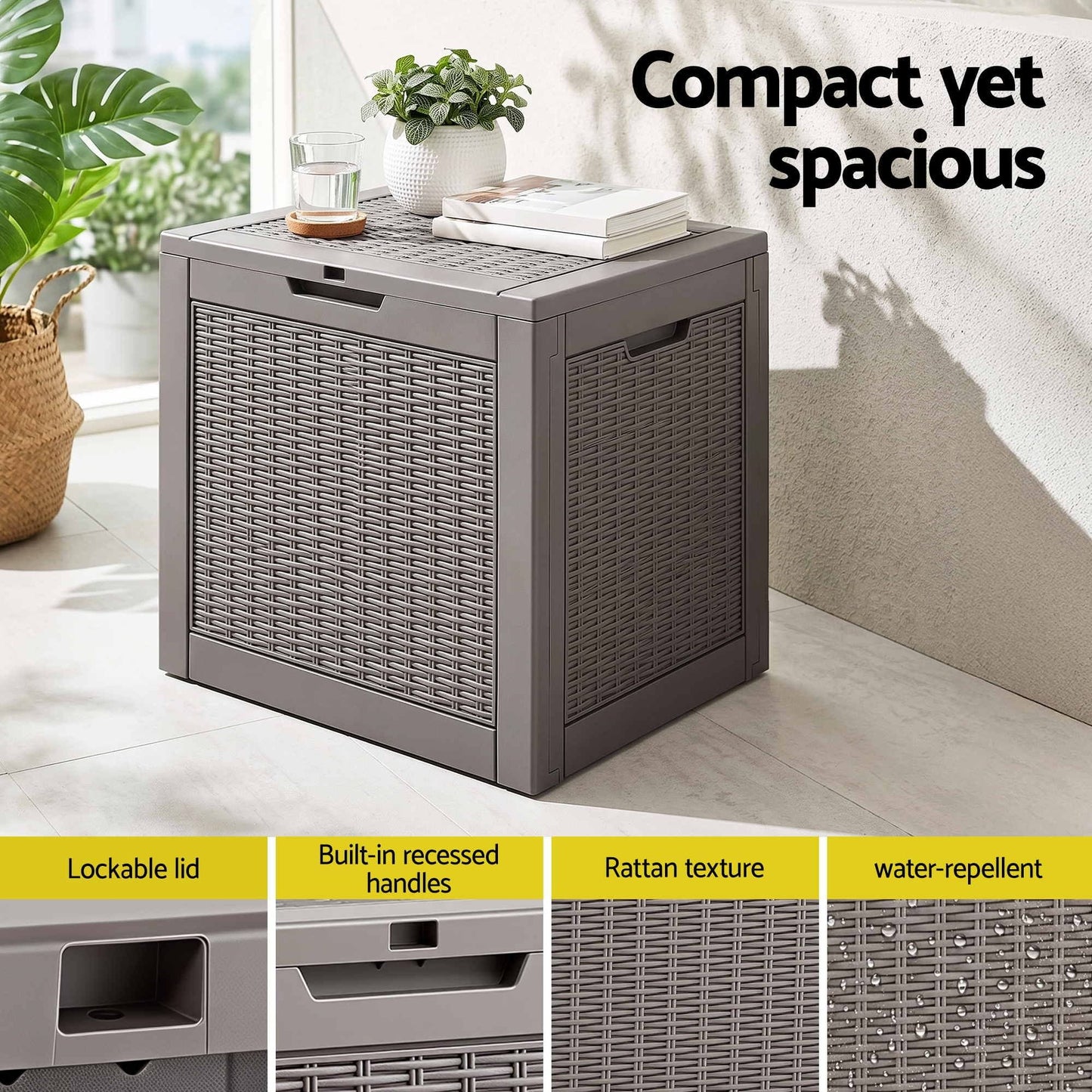 Alona.com.au Furniture > Outdoor > Outdoor Storage Boxes Gardeon Outdoor Storage Box 118L Container Lockable Garden Toy Tool Rattan-Texture Brown