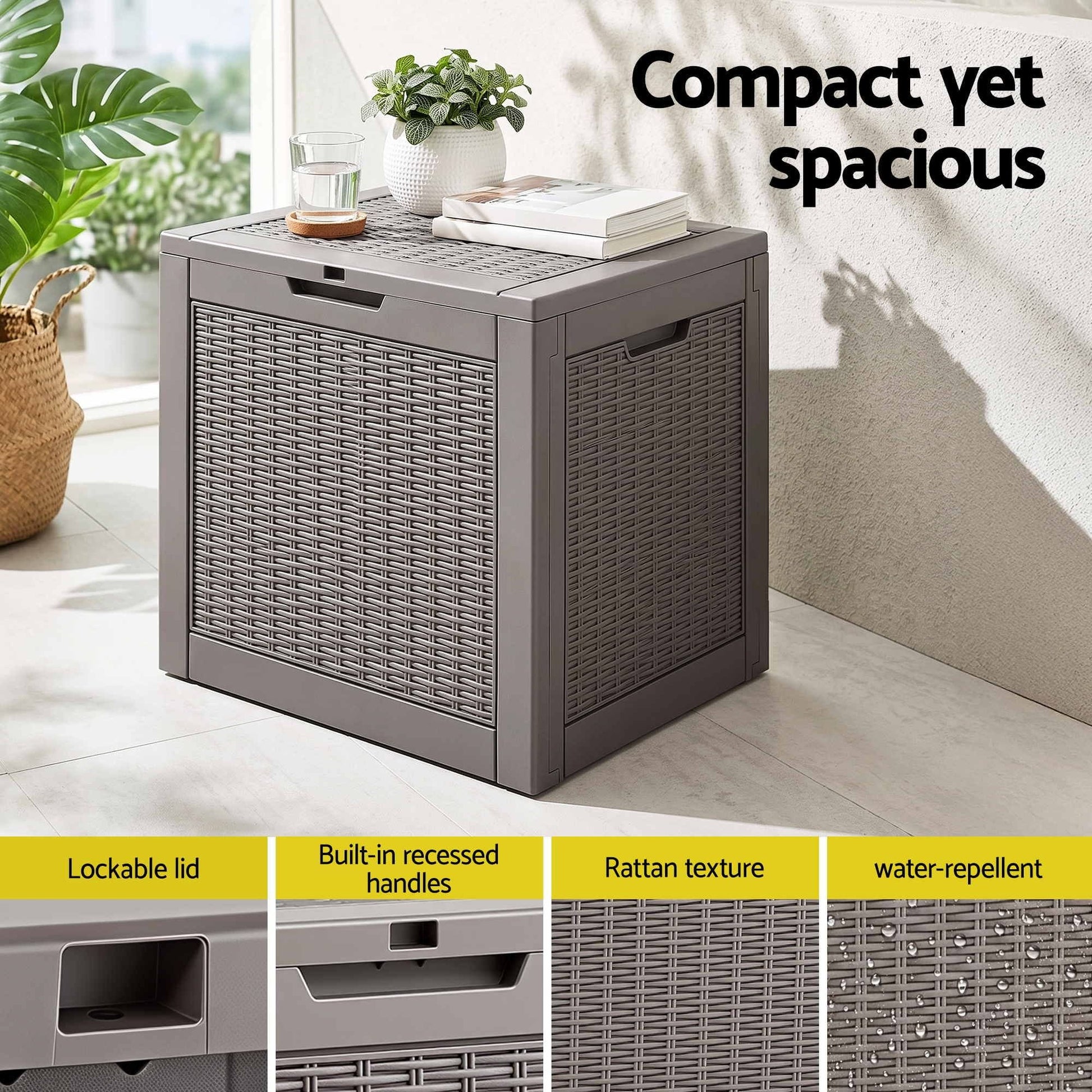 Alona.com.au Furniture > Outdoor > Outdoor Storage Boxes Gardeon Outdoor Storage Box 118L Container Lockable Garden Toy Tool Rattan-Texture Brown