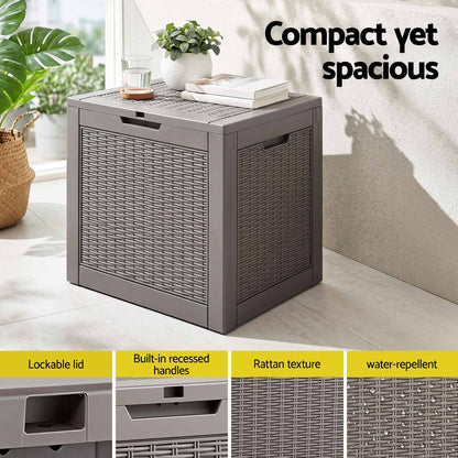 Alona.com.au Furniture > Outdoor > Outdoor Storage Boxes Gardeon Outdoor Storage Box 118L Container Lockable Garden Toy Tool Rattan-Texture Brown