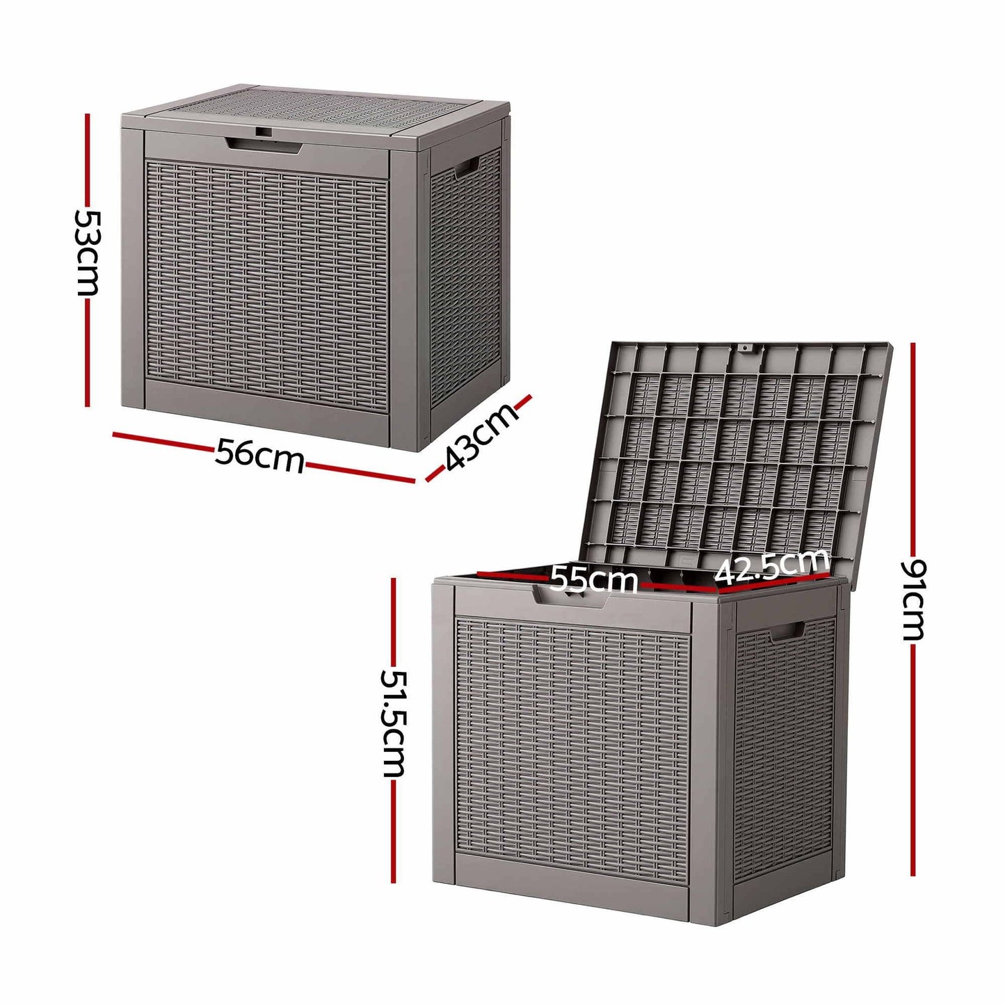 Alona.com.au Furniture > Outdoor > Outdoor Storage Boxes Gardeon Outdoor Storage Box 118L Container Lockable Garden Toy Tool Rattan-Texture Brown