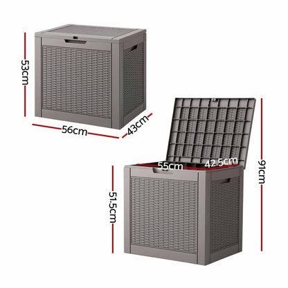 Alona.com.au Furniture > Outdoor > Outdoor Storage Boxes Gardeon Outdoor Storage Box 118L Container Lockable Garden Toy Tool Rattan-Texture Brown