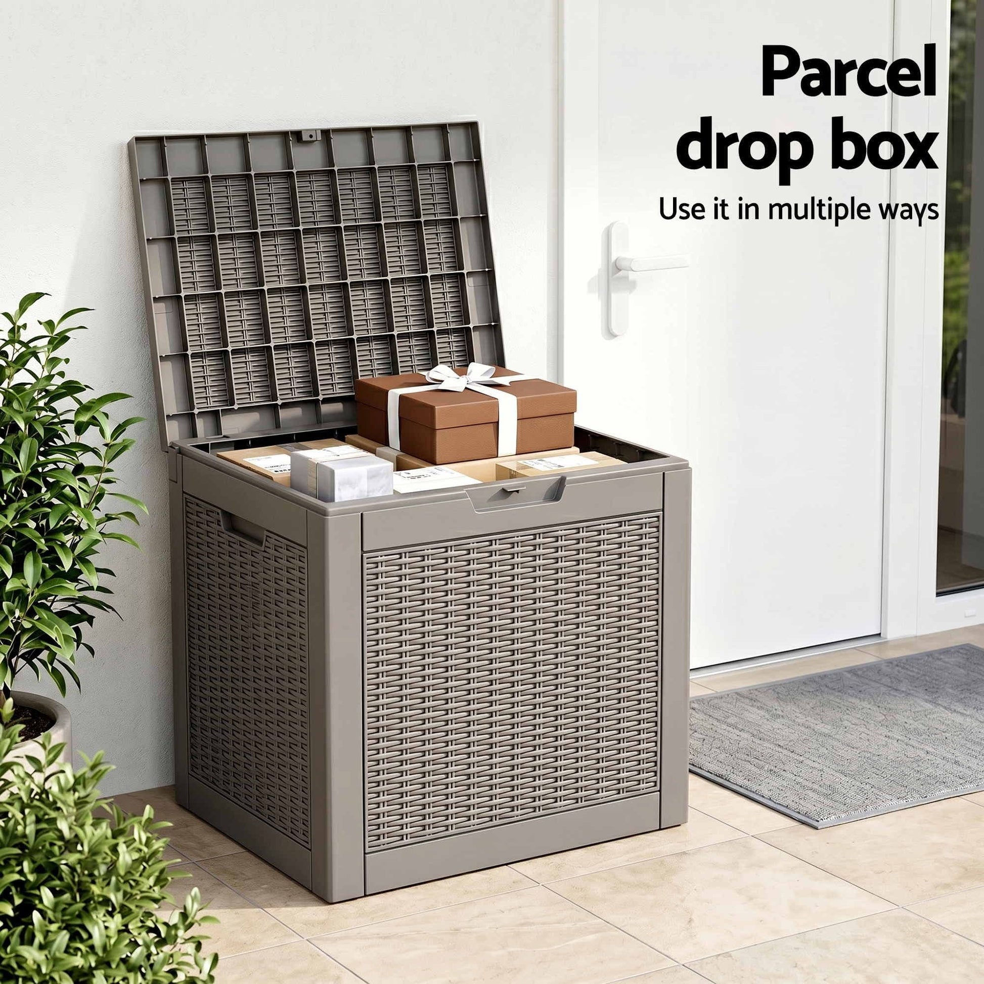 Alona.com.au Furniture > Outdoor > Outdoor Storage Boxes Gardeon Outdoor Storage Box 118L Container Lockable Garden Toy Tool Rattan-Texture Brown