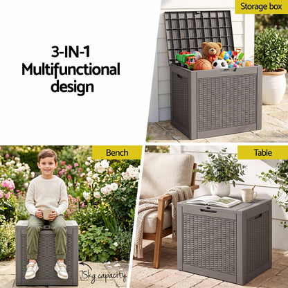 Alona.com.au Furniture > Outdoor > Outdoor Storage Boxes Gardeon Outdoor Storage Box 118L Container Lockable Garden Toy Tool Rattan-Texture Brown
