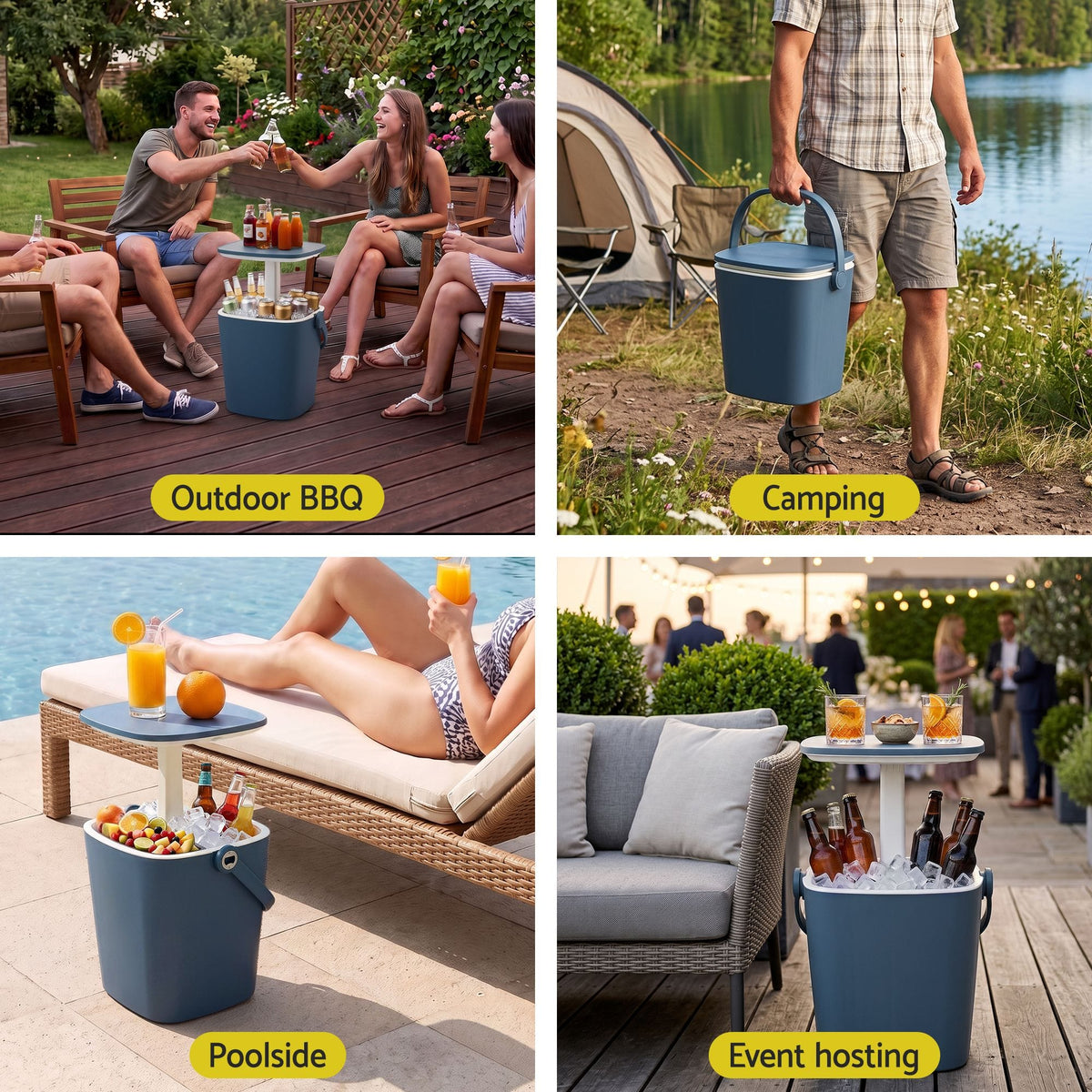 Alona.com.au Furniture > Outdoor > Outdoor Tables Gardeon 2-in-1 Outdoor Bar Table Portable Ice Bucket Cooler 15L Tong Blue