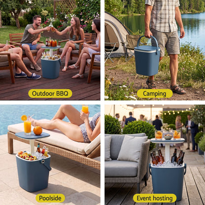Alona.com.au Furniture > Outdoor > Outdoor Tables Gardeon 2-in-1 Outdoor Bar Table Portable Ice Bucket Cooler 15L Tong Blue