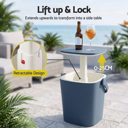 Alona.com.au Furniture > Outdoor > Outdoor Tables Gardeon 2-in-1 Outdoor Bar Table Portable Ice Bucket Cooler 15L Tong Blue
