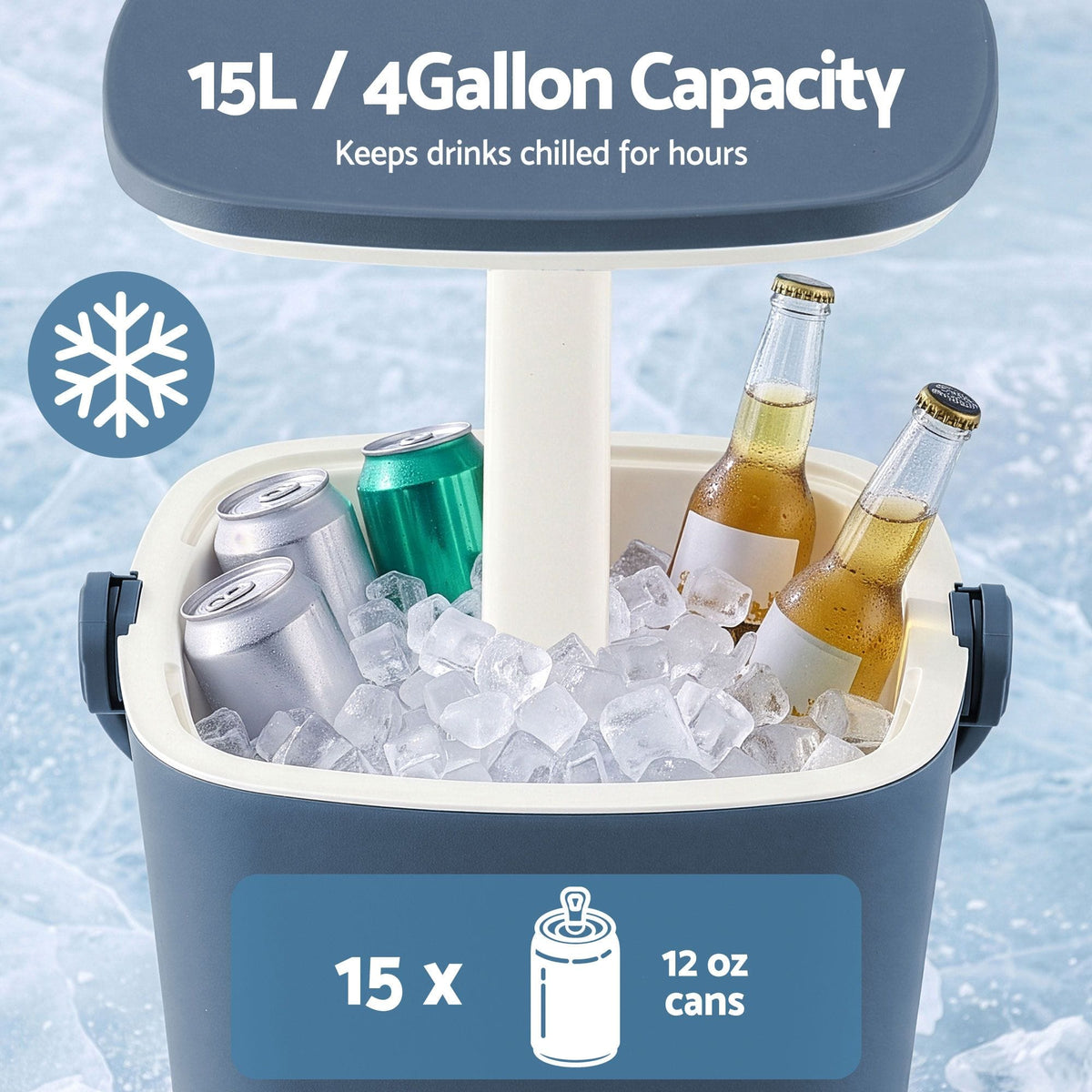 Alona.com.au Furniture > Outdoor > Outdoor Tables Gardeon 2-in-1 Outdoor Bar Table Portable Ice Bucket Cooler 15L Tong Blue