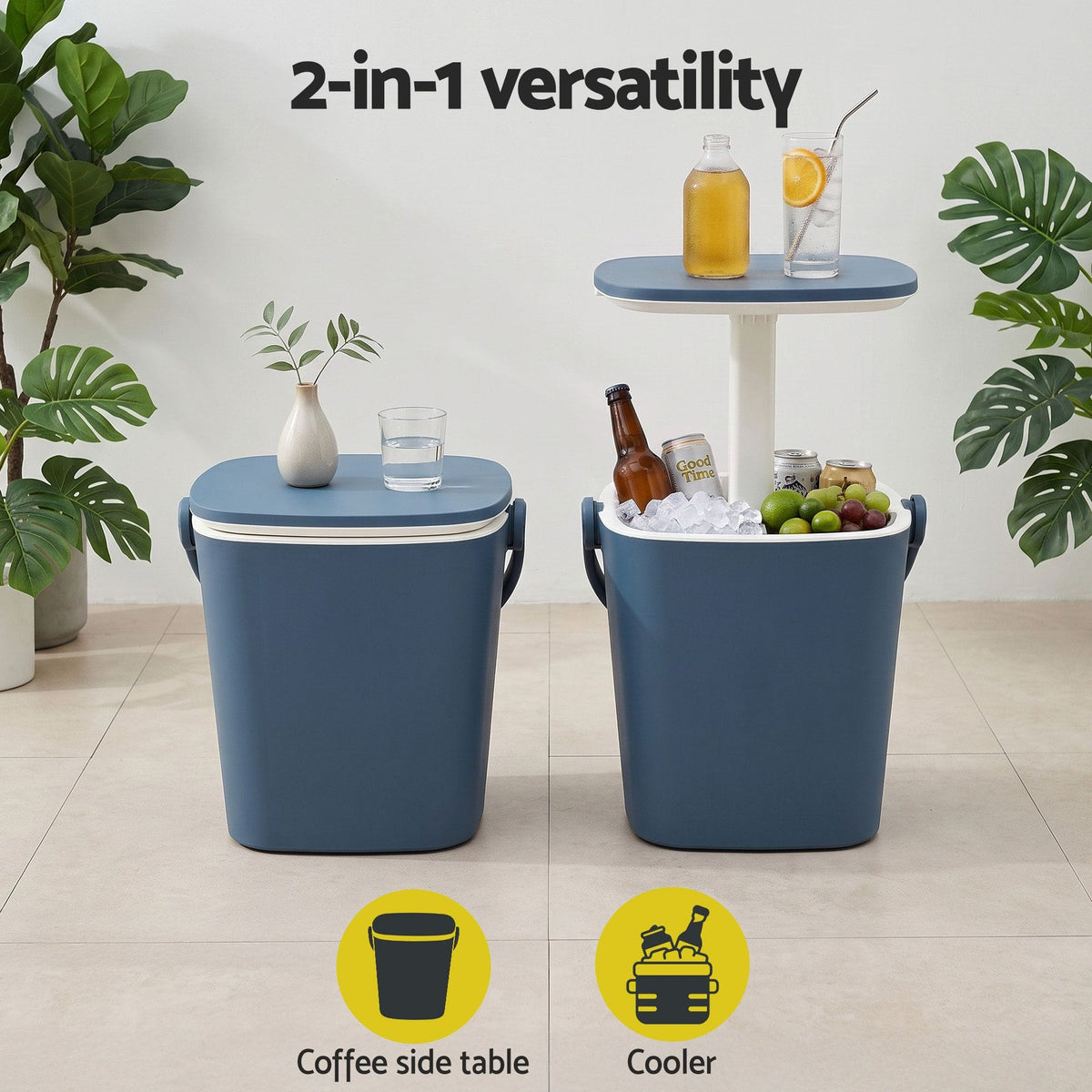 Alona.com.au Furniture > Outdoor > Outdoor Tables Gardeon 2-in-1 Outdoor Bar Table Portable Ice Bucket Cooler 15L Tong Blue