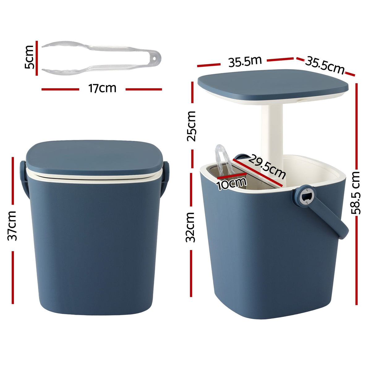 Alona.com.au Furniture > Outdoor > Outdoor Tables Gardeon 2-in-1 Outdoor Bar Table Portable Ice Bucket Cooler 15L Tong Blue