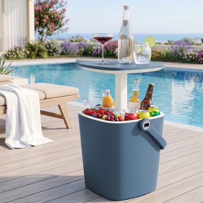 Alona.com.au Furniture > Outdoor > Outdoor Tables Gardeon 2-in-1 Outdoor Bar Table Portable Ice Bucket Cooler 15L Tong Blue
