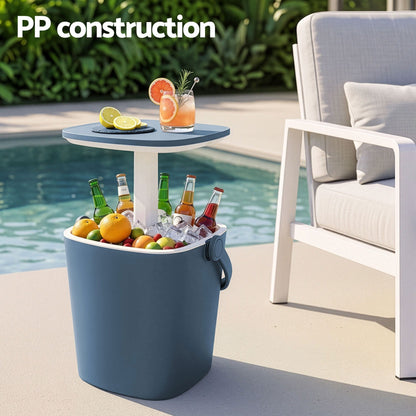 Alona.com.au Furniture > Outdoor > Outdoor Tables Gardeon 2-in-1 Outdoor Bar Table Portable Ice Bucket Cooler 15L Tong Blue
