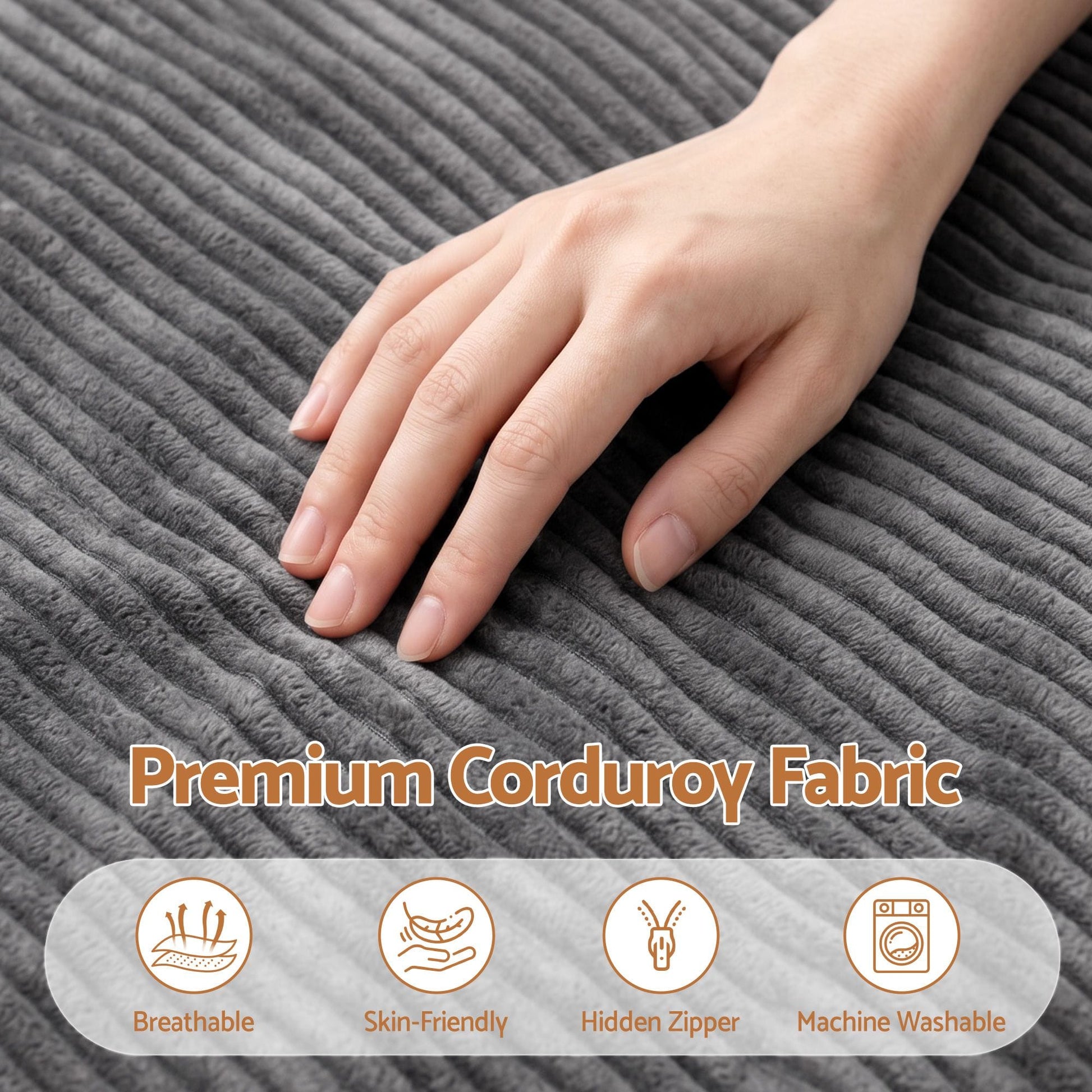 Alona.com.au Furniture > Sofas > Sofa Accessories Artiss 3 in 1 Bean Bag Chair Cover (No Filler) Convertible Bean Bag for Adults, Corduroy Stuffed Animal Storage Bean Bag Cover Washable for Living Room Bedroom, Grey