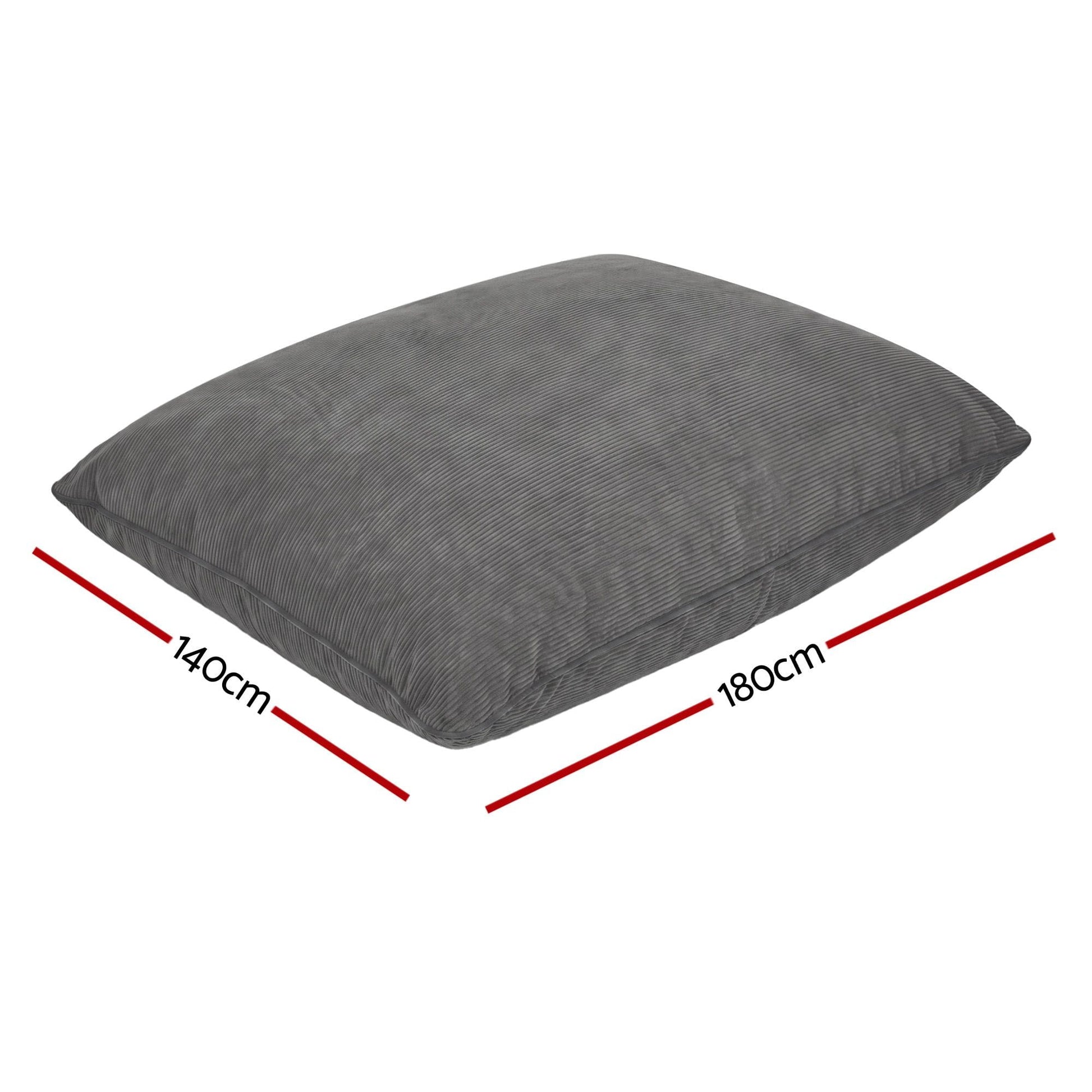 Alona.com.au Furniture > Sofas > Sofa Accessories Artiss 3 in 1 Bean Bag Chair Cover (No Filler) Convertible Bean Bag for Adults, Corduroy Stuffed Animal Storage Bean Bag Cover Washable for Living Room Bedroom, Grey