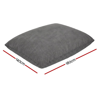 Alona.com.au Furniture > Sofas > Sofa Accessories Artiss 3 in 1 Bean Bag Chair Cover (No Filler) Convertible Bean Bag for Adults, Corduroy Stuffed Animal Storage Bean Bag Cover Washable for Living Room Bedroom, Grey