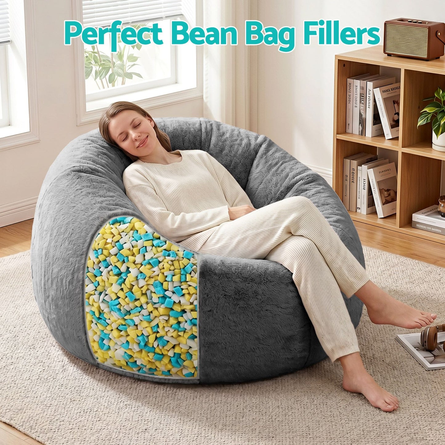 Alona.com.au Furniture > Sofas > Sofa Accessories Artiss 5lbs (2.2KG) Bean Bag Filler Shredded Memory Foam Filling High Density Soft Pillow Stuffing for Bean Bag Chair, Couch Cushion, Dog Bed, Stuffed Animals and Arts Crafts