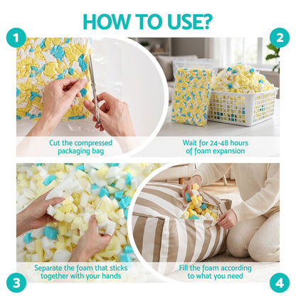 Alona.com.au Furniture > Sofas > Sofa Accessories Artiss 5lbs (2.2KG) Bean Bag Filler Shredded Memory Foam Filling High Density Soft Pillow Stuffing for Bean Bag Chair, Couch Cushion, Dog Bed, Stuffed Animals and Arts Crafts